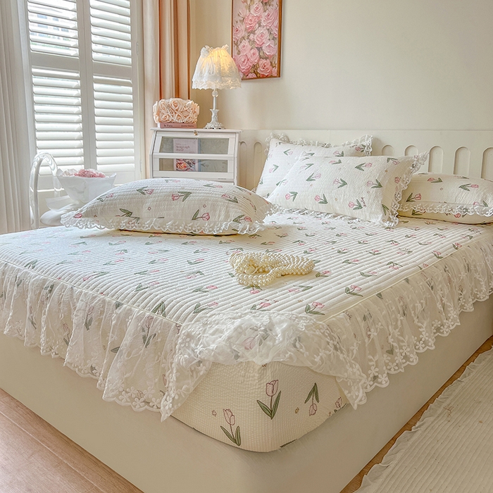 91家纺网 家纺一手货源 找家纺 网红馆（ck家纺） 2026新款泡泡棉印花床笠三件套 小清新