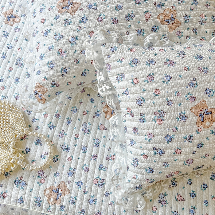 91家纺网 家纺一手货源 找家纺 网红馆（ck家纺） 2026新款泡泡棉印花床笠三件套 熊宝宝