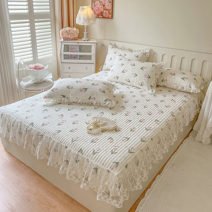 91家纺网 家纺一手货源 找家纺 网红馆（ck家纺） 2026新款泡泡棉印花床笠三件套 小清新