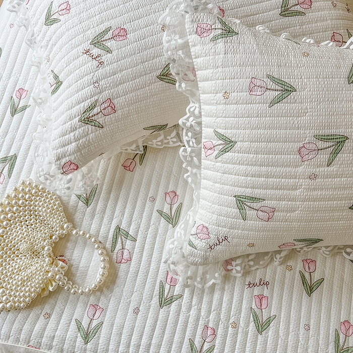 91家纺网 家纺一手货源 找家纺 网红馆（ck家纺） 2026新款泡泡棉印花床笠三件套 小清新