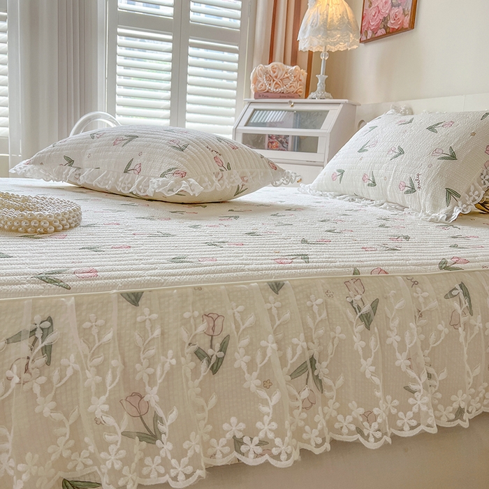 91家纺网 家纺一手货源 找家纺 网红馆（ck家纺） 2026新款泡泡棉印花床笠三件套 小清新