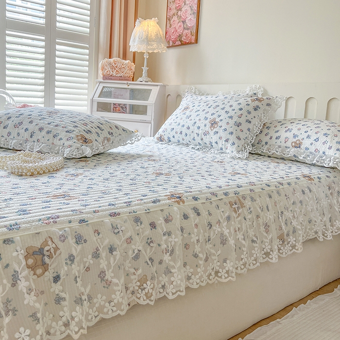 91家纺网 家纺一手货源 找家纺 网红馆（ck家纺） 2026新款泡泡棉印花床笠三件套 熊宝宝