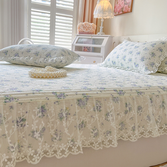 91家纺网 家纺一手货源 找家纺 网红馆（ck家纺） 2026新款泡泡棉印花床笠三件套 紫色恋人