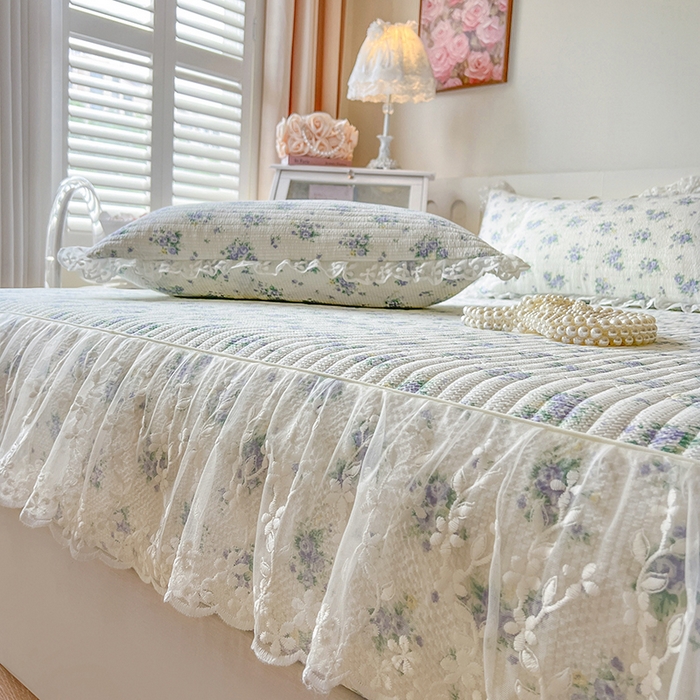 91家纺网 家纺一手货源 找家纺 网红馆（ck家纺） 2026新款泡泡棉印花床笠三件套 紫色恋人