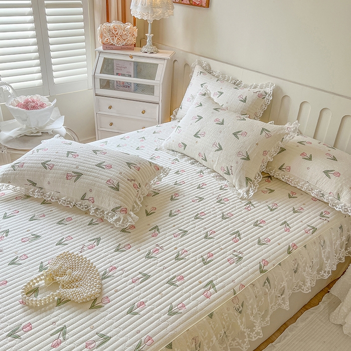 91家纺网 家纺一手货源 找家纺 网红馆（ck家纺） 2026新款泡泡棉印花床笠三件套 小清新