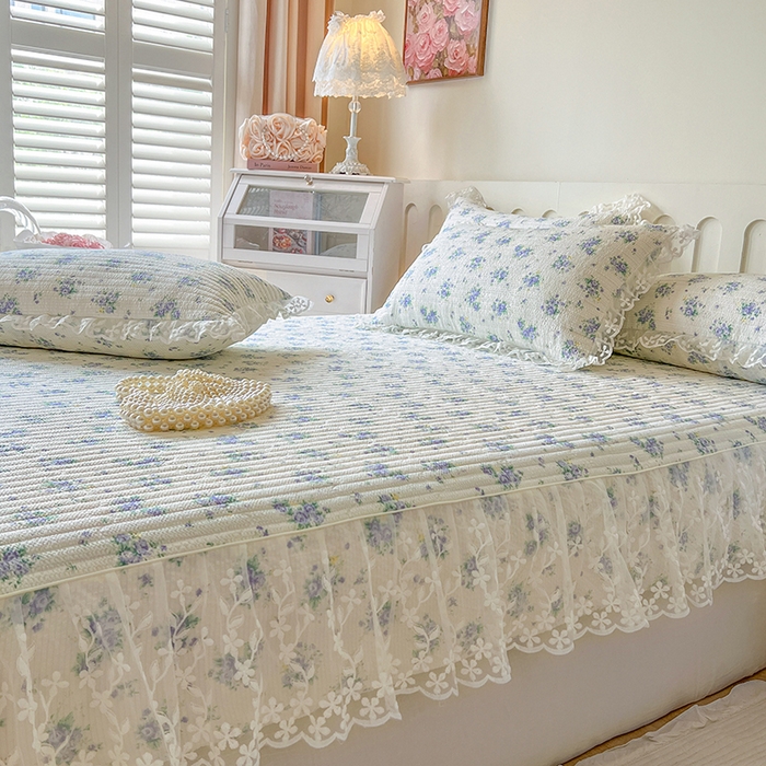 91家纺网 家纺一手货源 找家纺 网红馆（ck家纺） 2026新款泡泡棉印花床笠三件套 紫色恋人