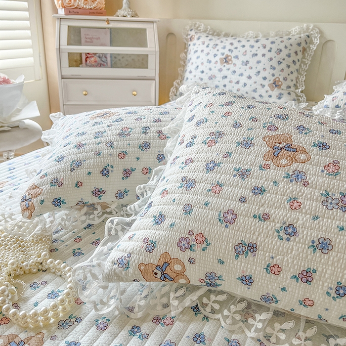 91家纺网 家纺一手货源 找家纺 网红馆（ck家纺） 2026新款泡泡棉印花床笠三件套 熊宝宝