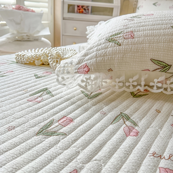 91家纺网 家纺一手货源 找家纺 网红馆（ck家纺） 2026新款泡泡棉印花床笠三件套 小清新