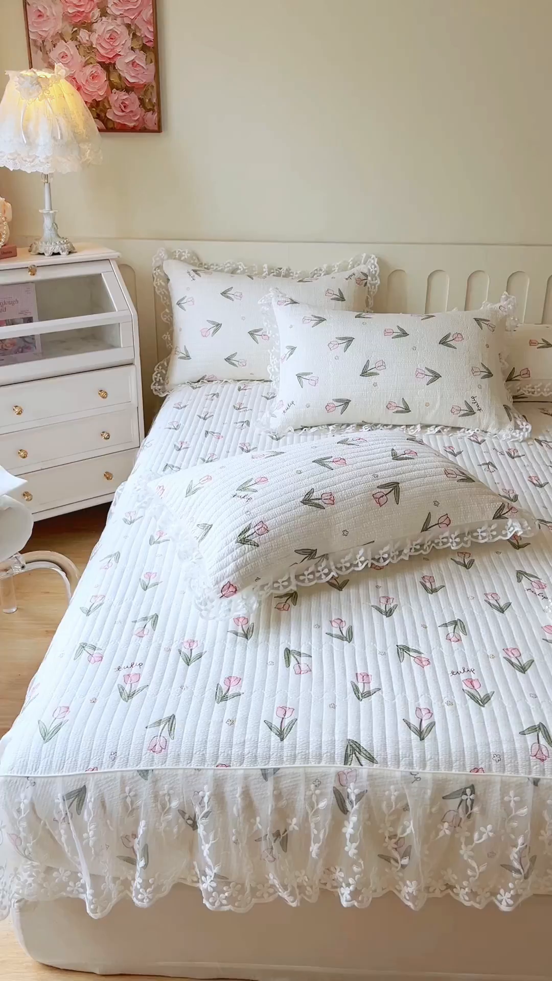 91家纺网 家纺一手货源 找家纺 网红馆（ck家纺） 2026新款泡泡棉印花床笠三件套 小清新