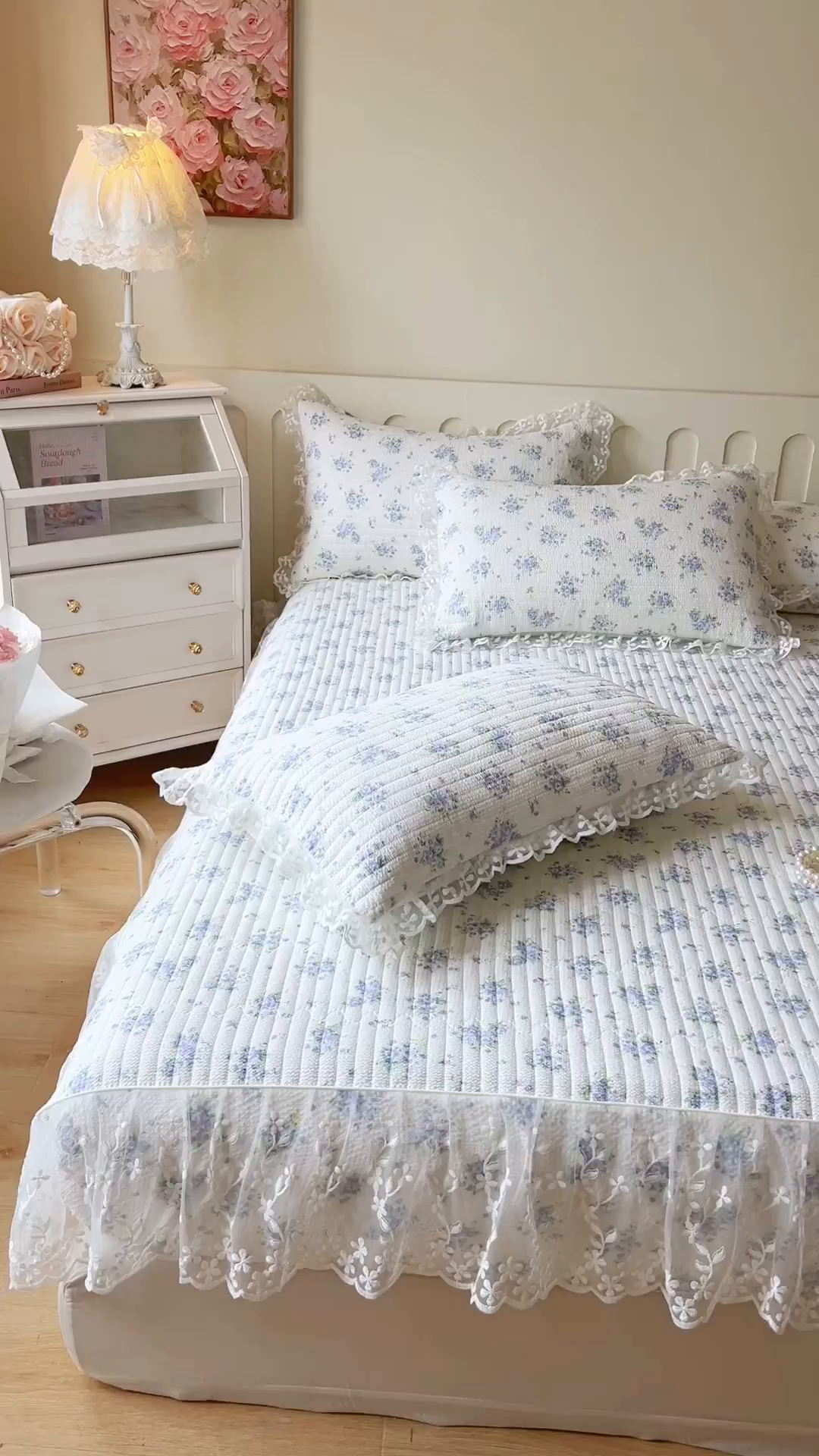 91家纺网 家纺一手货源 找家纺 网红馆（ck家纺） 2026新款泡泡棉印花床笠三件套 紫色恋人