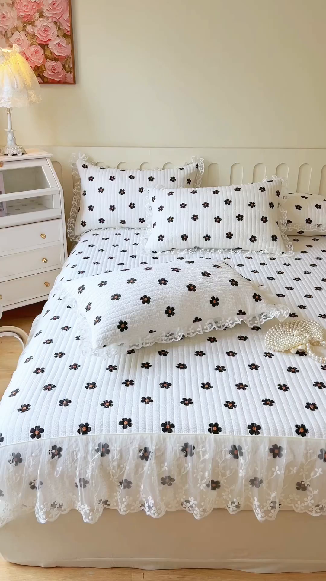 91家纺网 家纺一手货源 找家纺 网红馆（ck家纺） 2026新款泡泡棉印花床笠三件套 花儿朵朵