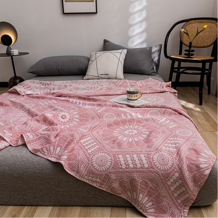 91家纺网 家纺一手货源 找家纺 朴尔家纺-毛巾被 2026春夏新款主推三层水洗棉纱布毛巾被夏被夏凉被空调被 星辰大海-粉