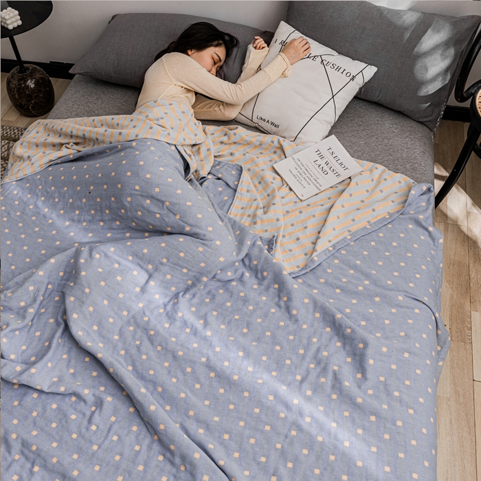 91家纺网 家纺一手货源 找家纺 朴尔家纺-毛巾被 2026春夏新款主推三层水洗棉纱布毛巾被夏被夏凉被空调被 冬空-冰蓝