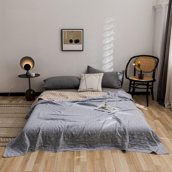 91家纺网 家纺一手货源 找家纺 朴尔家纺-毛巾被 2026春夏新款主推三层水洗棉纱布毛巾被夏被夏凉被空调被 冬空-冰蓝