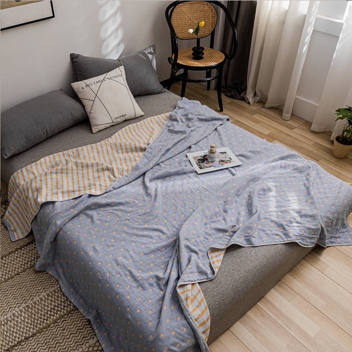 91家纺网 家纺一手货源 找家纺 朴尔家纺-毛巾被 2026春夏新款主推三层水洗棉纱布毛巾被夏被夏凉被空调被 冬空-冰蓝