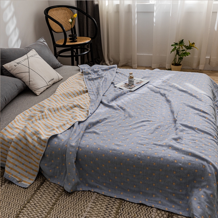 91家纺网 家纺一手货源 找家纺 朴尔家纺-毛巾被 2026春夏新款主推三层水洗棉纱布毛巾被夏被夏凉被空调被 冬空-冰蓝