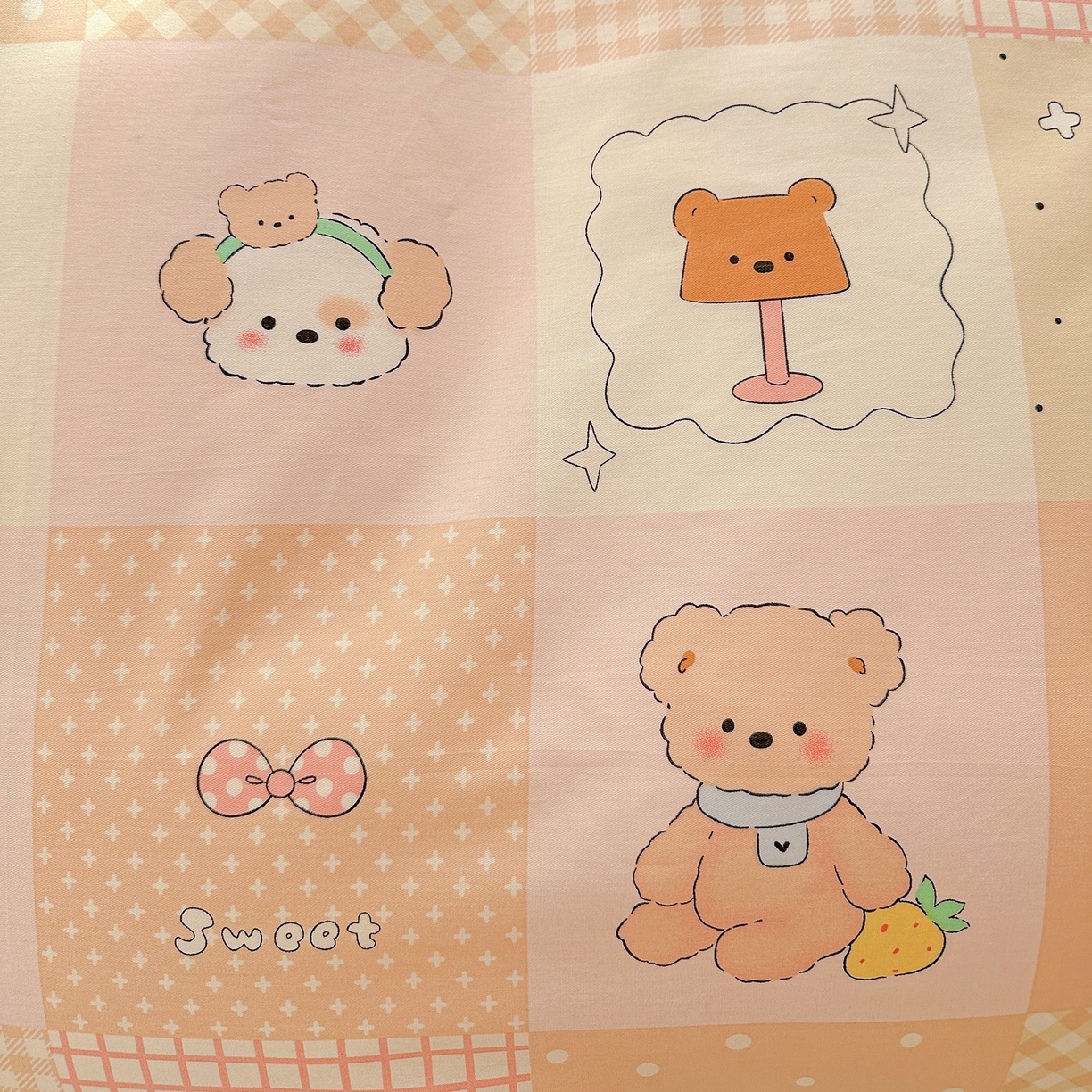 91家纺网 家纺一手货源 找家纺 恩泽家纺 2026春夏新款全棉12868印花四件套单品系列-单被套-提供买家秀，预留缩水率 小熊布丁