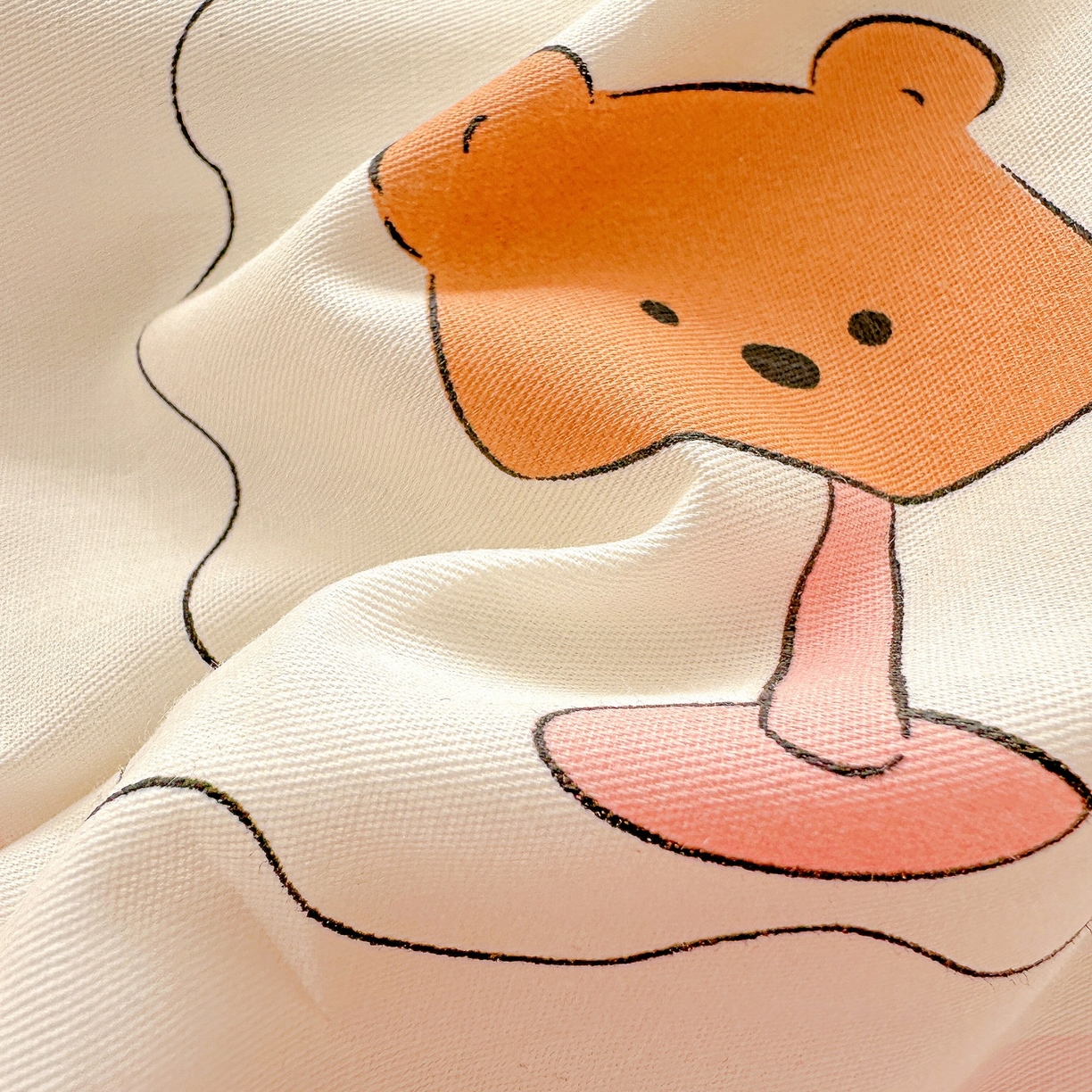 91家纺网 家纺一手货源 找家纺 恩泽家纺 2026春夏新款全棉12868印花四件套单品系列-单被套-提供买家秀，预留缩水率 小熊布丁