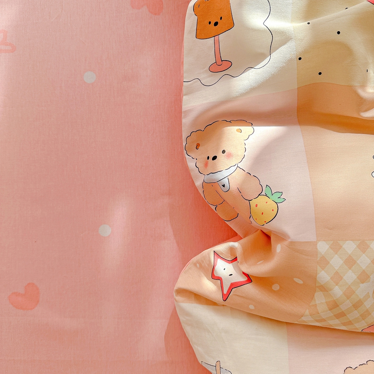 91家纺网 家纺一手货源 找家纺 恩泽家纺 2026春夏新款全棉12868印花四件套单品系列-单被套-提供买家秀，预留缩水率 小熊布丁