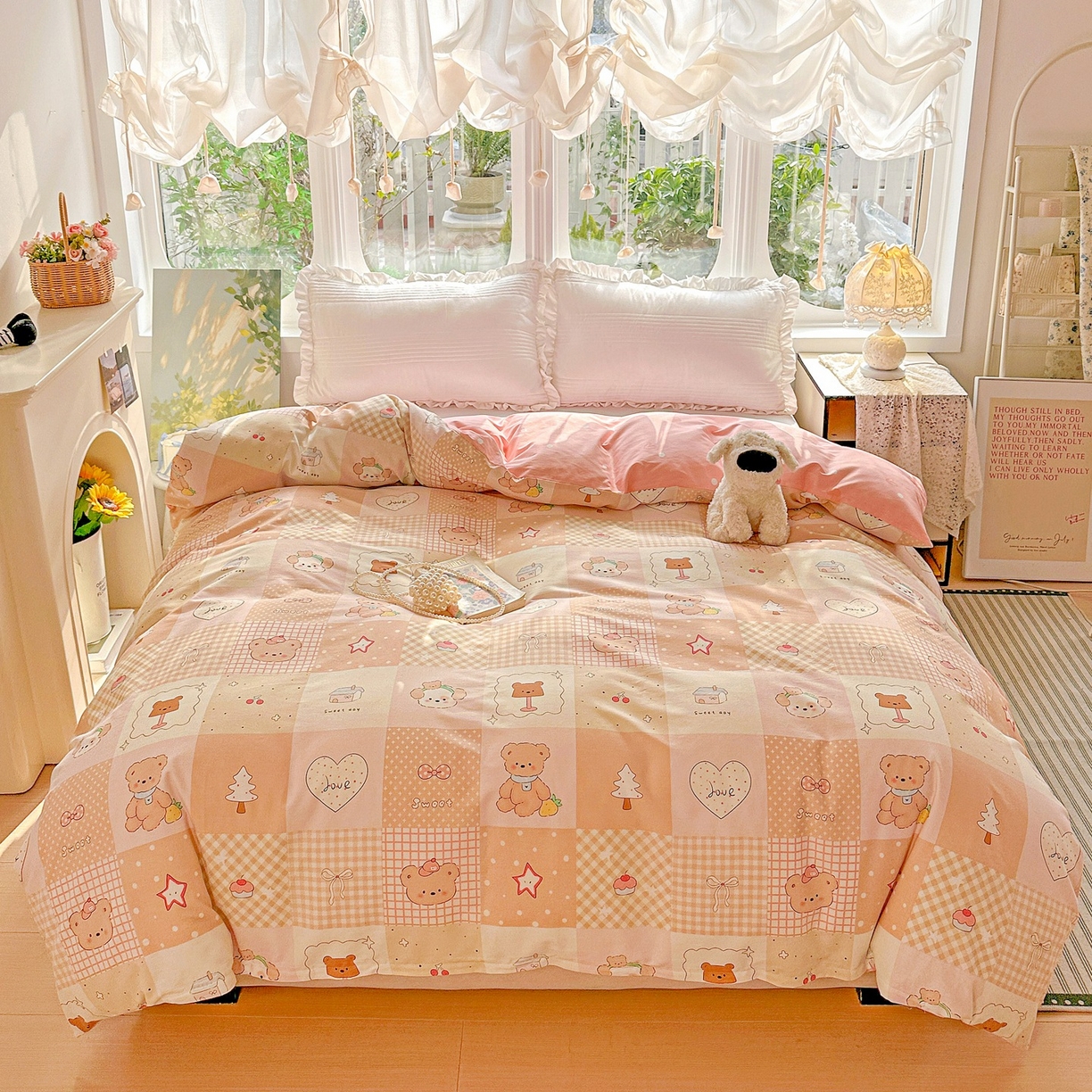 91家纺网 家纺一手货源 找家纺 恩泽家纺 2026春夏新款全棉12868印花四件套单品系列-单被套-提供买家秀，预留缩水率 小熊布丁