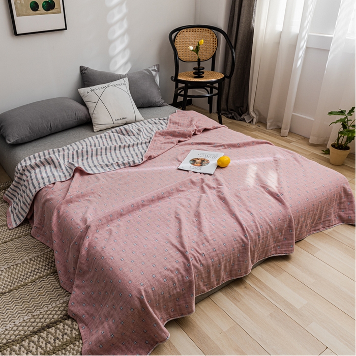 91家纺网 家纺一手货源 找家纺 朴尔家纺-毛巾被 2026春夏新款主推三层水洗棉纱布毛巾被夏被夏凉被空调被 冬空-粉