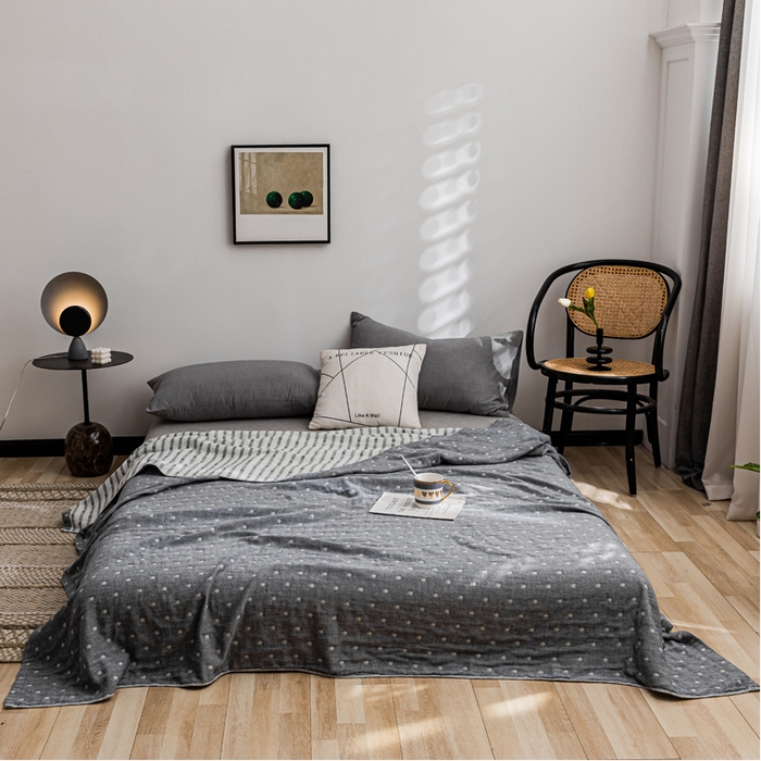 91家纺网 家纺一手货源 找家纺 朴尔家纺-毛巾被 2026春夏新款主推三层水洗棉纱布毛巾被夏被夏凉被空调被 冬空-灰