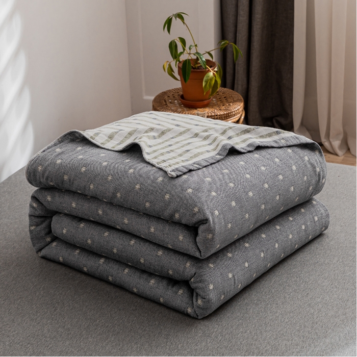 91家纺网 家纺一手货源 找家纺 朴尔家纺-毛巾被 2026春夏新款主推三层水洗棉纱布毛巾被夏被夏凉被空调被 冬空-灰