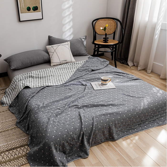 91家纺网 家纺一手货源 找家纺 朴尔家纺-毛巾被 2026春夏新款主推三层水洗棉纱布毛巾被夏被夏凉被空调被 冬空-灰