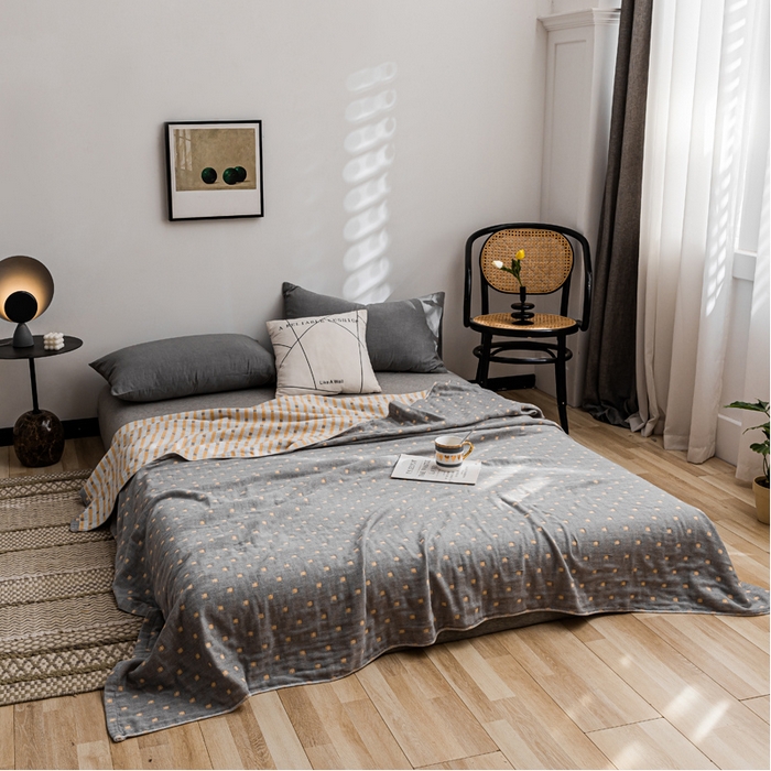 91家纺网 家纺一手货源 找家纺 朴尔家纺-毛巾被 2026春夏新款主推三层水洗棉纱布毛巾被夏被夏凉被空调被 冬空-深蓝