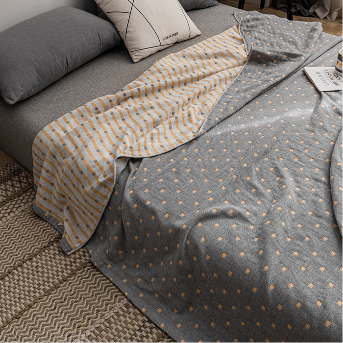 91家纺网 家纺一手货源 找家纺 朴尔家纺-毛巾被 2026春夏新款主推三层水洗棉纱布毛巾被夏被夏凉被空调被 冬空-深蓝