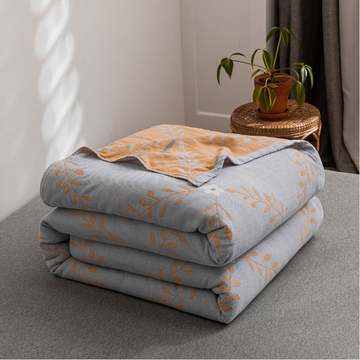 91家纺网 家纺一手货源 找家纺 朴尔家纺-毛巾被 2026春夏新款主推三层水洗棉纱布毛巾被夏被夏凉被空调被 花之恋-冰蓝黄