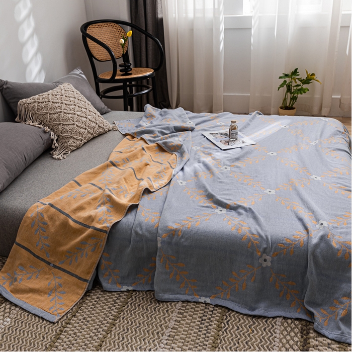 91家纺网 家纺一手货源 找家纺 朴尔家纺-毛巾被 2026春夏新款主推三层水洗棉纱布毛巾被夏被夏凉被空调被 花之恋-冰蓝黄