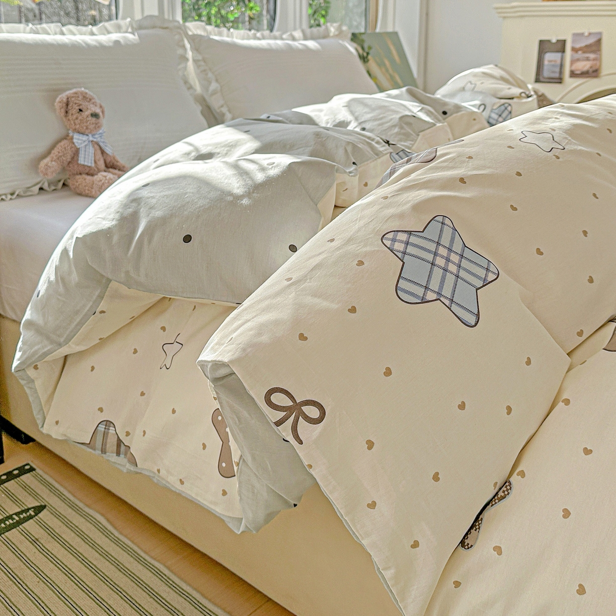 91家纺网 家纺一手货源 找家纺 恩泽家纺 2026春夏新款全棉12868印花四件套单品系列-单被套-提供买家秀，预留缩水率 星动情节