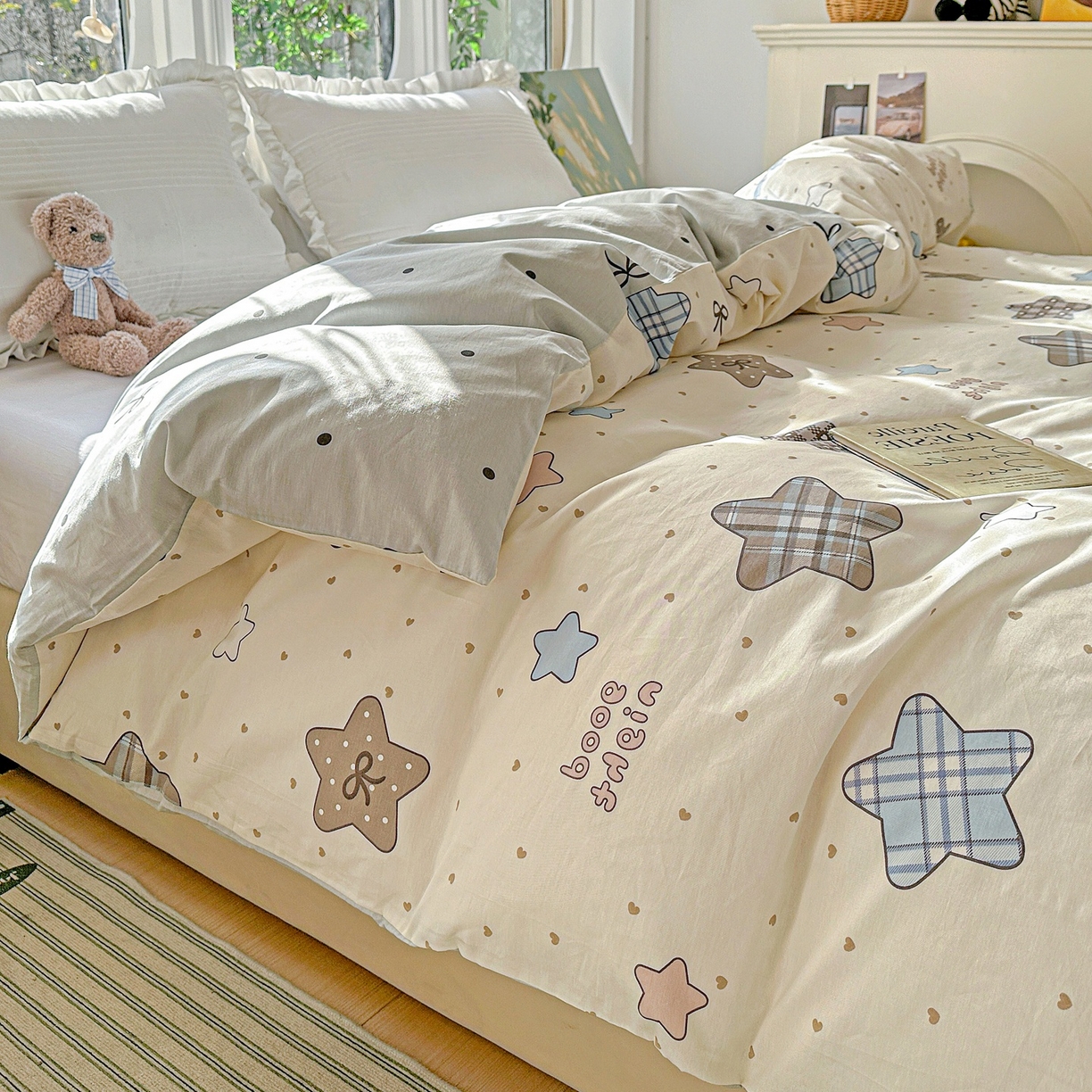 91家纺网 家纺一手货源 找家纺 恩泽家纺 2026春夏新款全棉12868印花四件套单品系列-单被套-提供买家秀，预留缩水率 星动情节