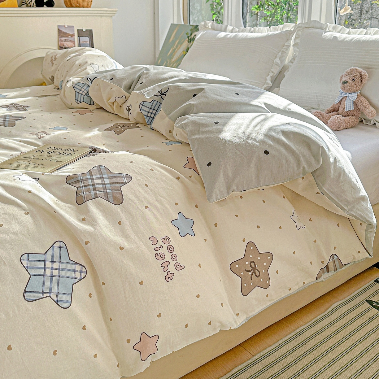 91家纺网 家纺一手货源 找家纺 恩泽家纺 2026春夏新款全棉12868印花四件套单品系列-单被套-提供买家秀，预留缩水率 星动情节