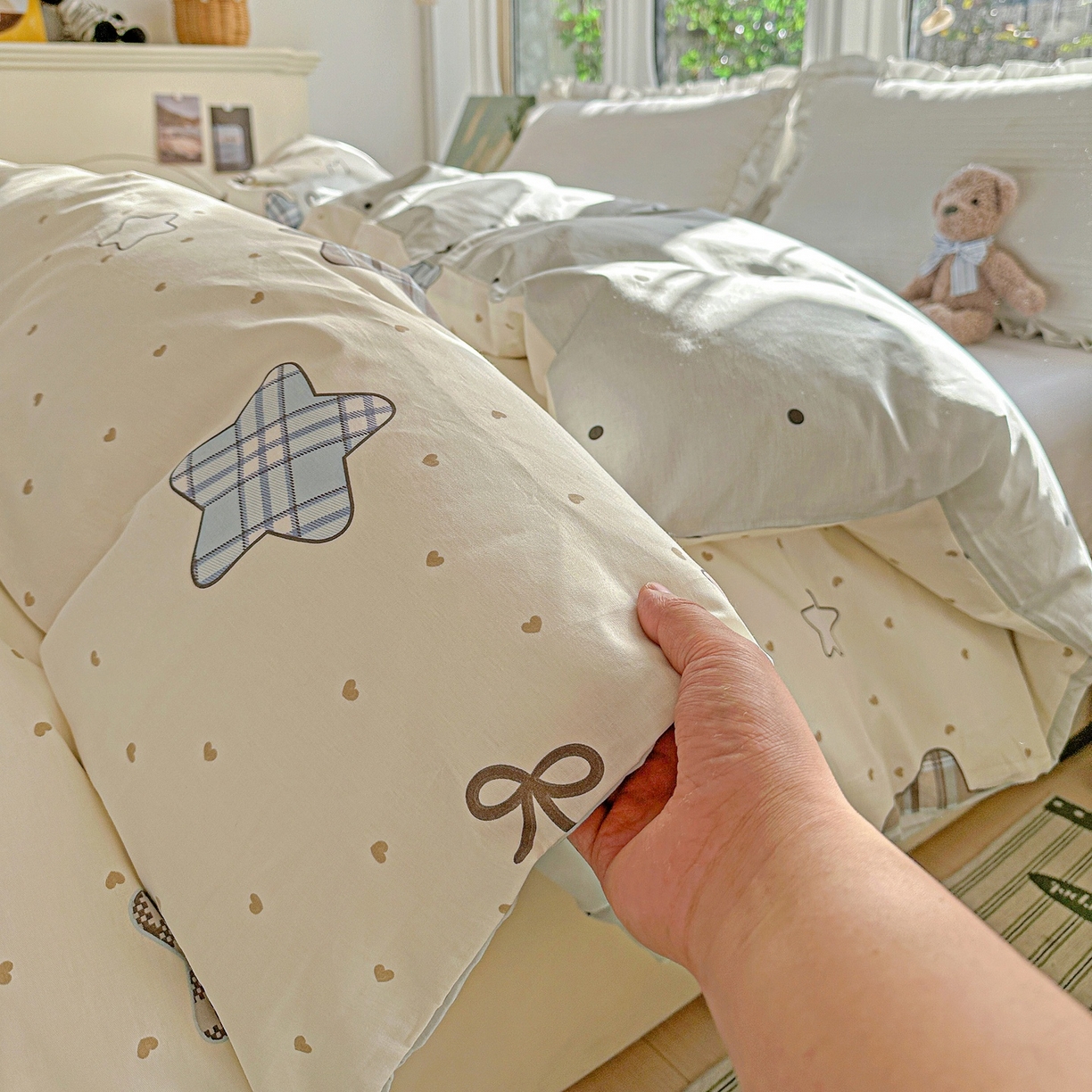 91家纺网 家纺一手货源 找家纺 恩泽家纺 2026春夏新款全棉12868印花四件套单品系列-单被套-提供买家秀，预留缩水率 星动情节