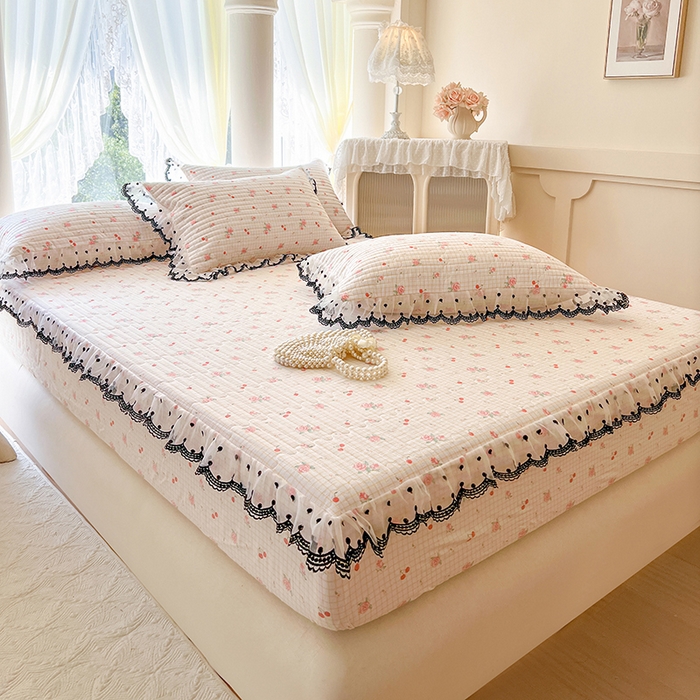 91家纺网 家纺一手货源 找家纺 网红馆（ck家纺） 2026新款全棉印花床笠 玫瑰樱桃