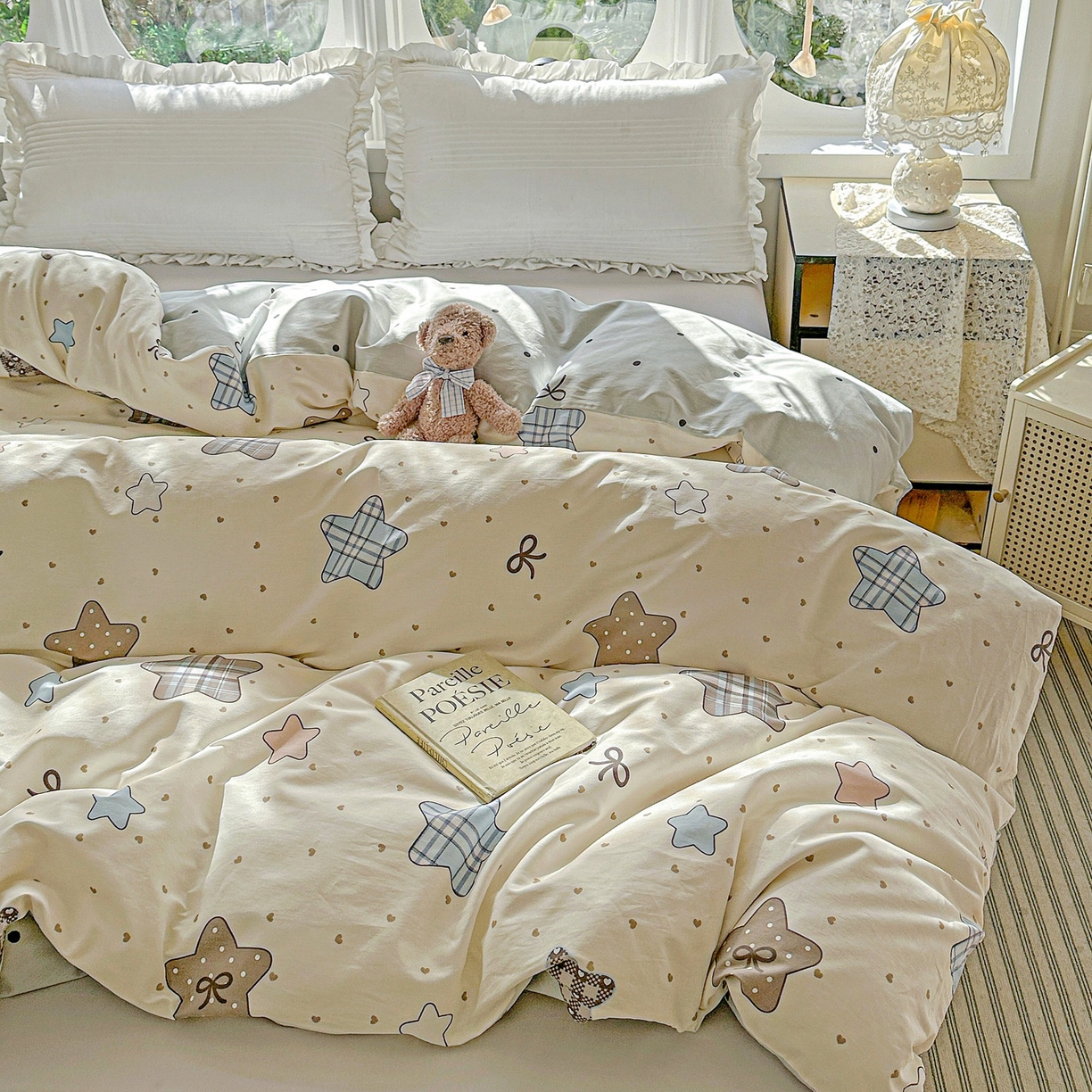 91家纺网 家纺一手货源 找家纺 恩泽家纺 2026春夏新款全棉12868印花四件套单品系列-单被套-提供买家秀，预留缩水率 星动情节