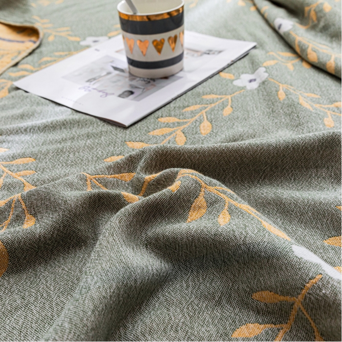 91家纺网 家纺一手货源 找家纺 朴尔家纺-毛巾被 2026春夏新款主推三层水洗棉纱布毛巾被夏被夏凉被空调被 花之恋-绿黄