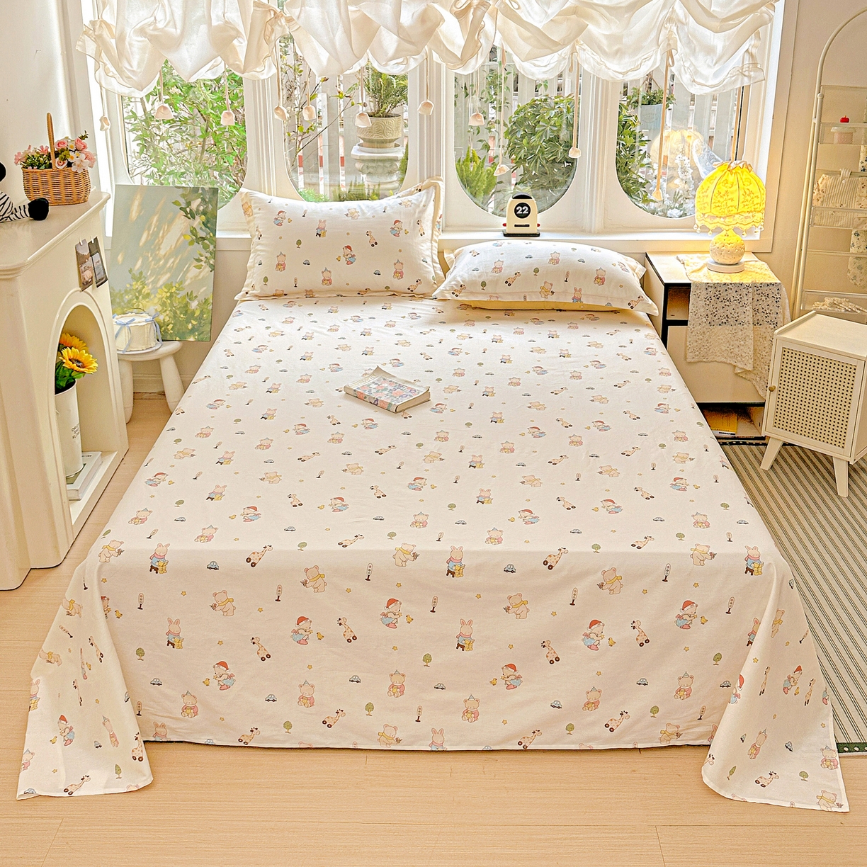 91家纺网 家纺一手货源 找家纺 恩泽家纺 2026春夏新款全棉纯棉12868印花四件套及单品系列-单床单床单单件 小萌物