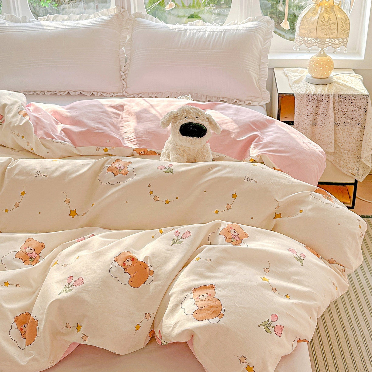 91家纺网 家纺一手货源 找家纺 恩泽家纺 2026春夏新款全棉12868印花四件套单品系列-单被套-提供买家秀，预留缩水率 星梦童话