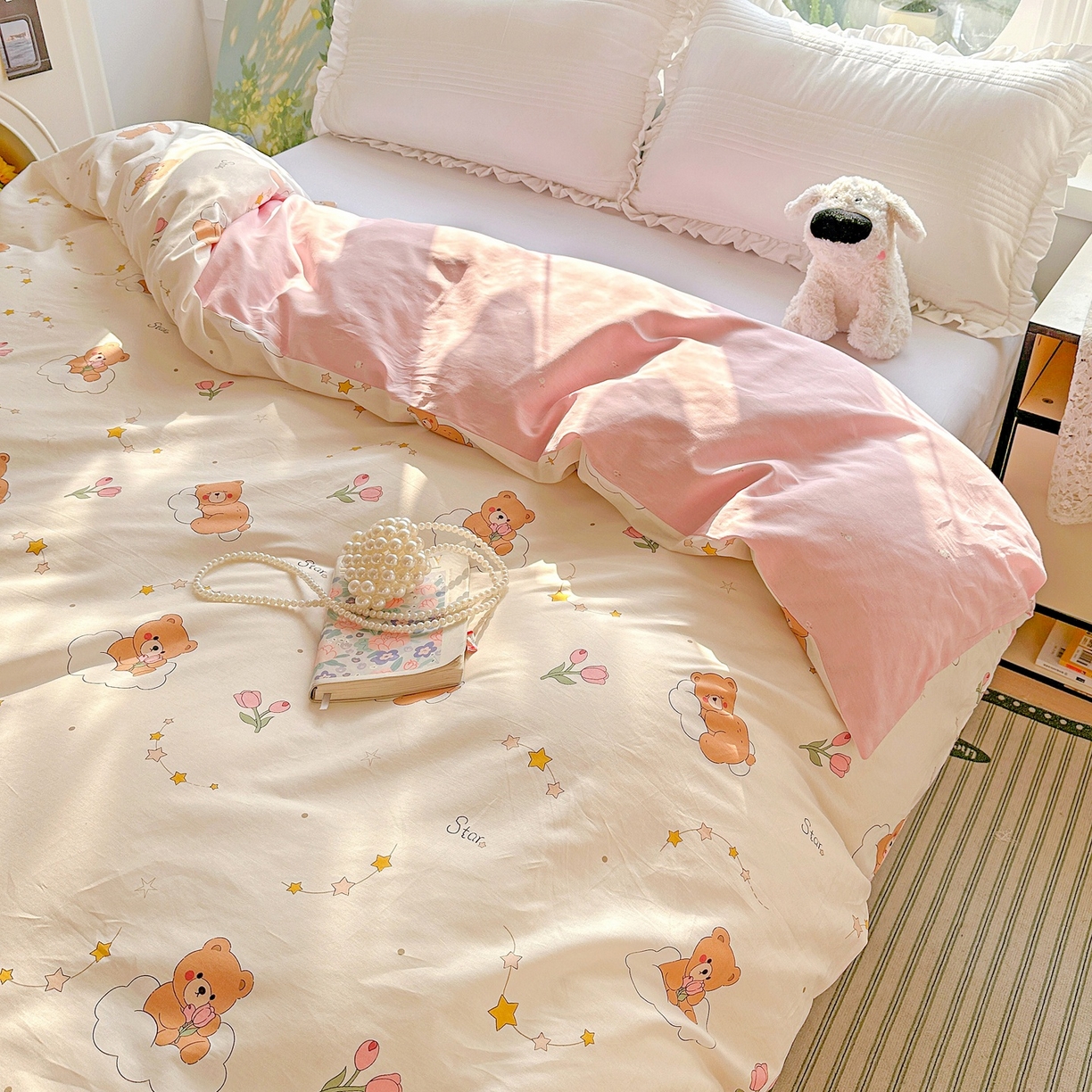 91家纺网 家纺一手货源 找家纺 恩泽家纺 2026春夏新款全棉12868印花四件套单品系列-单被套-提供买家秀，预留缩水率 星梦童话