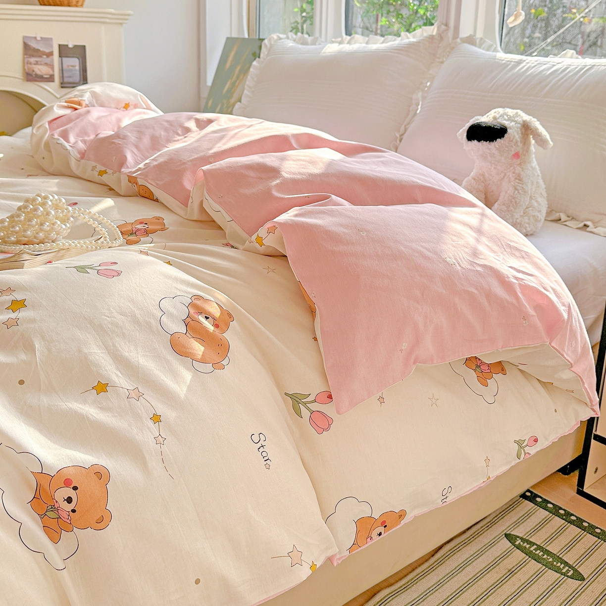 91家纺网 家纺一手货源 找家纺 恩泽家纺 2026春夏新款全棉12868印花四件套单品系列-单被套-提供买家秀，预留缩水率 星梦童话