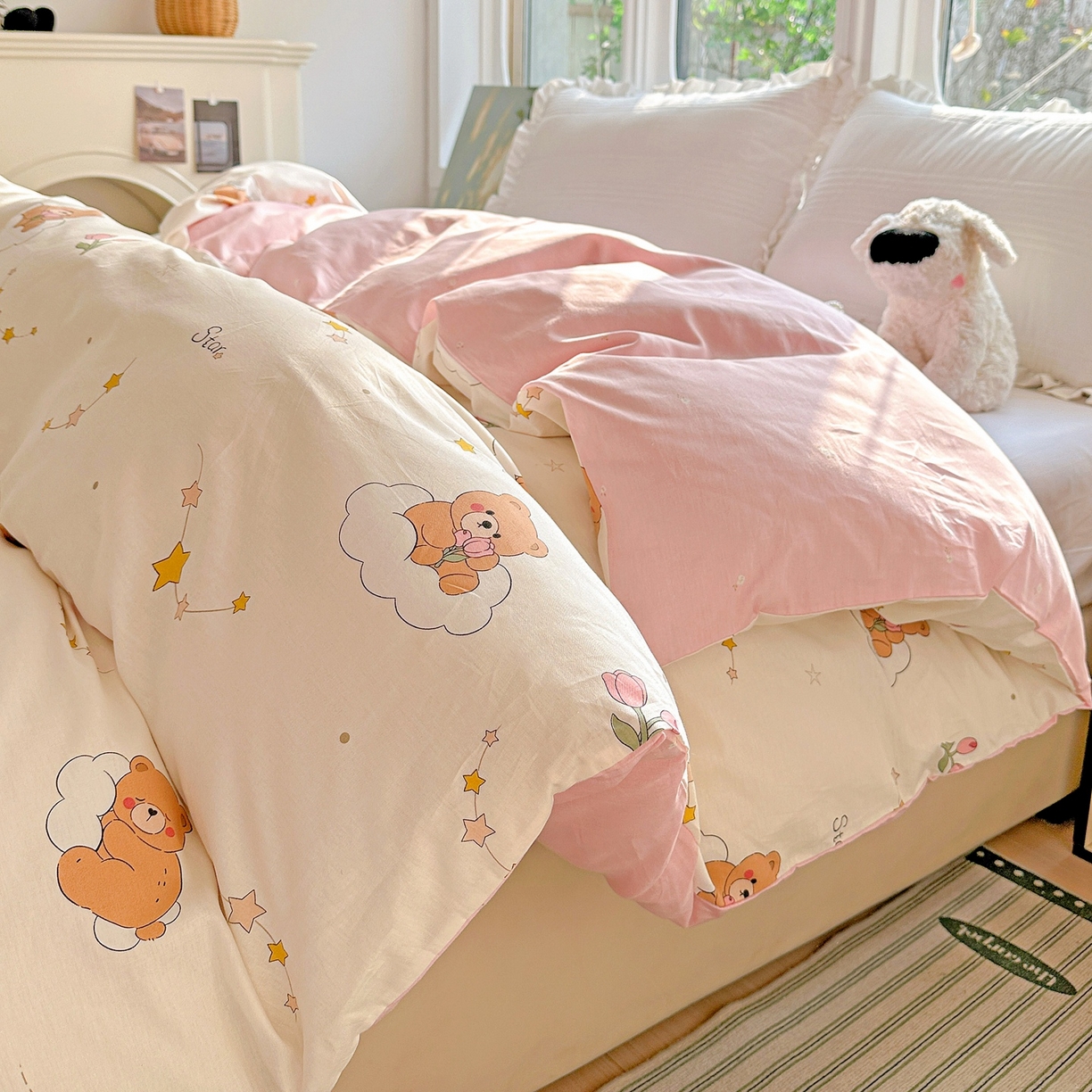 91家纺网 家纺一手货源 找家纺 恩泽家纺 2026春夏新款全棉12868印花四件套单品系列-单被套-提供买家秀，预留缩水率 星梦童话