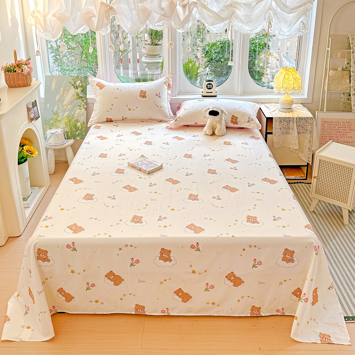 91家纺网 家纺一手货源 找家纺 恩泽家纺 2026春夏新款全棉纯棉12868印花四件套及单品系列-单床单床单单件 星梦童话