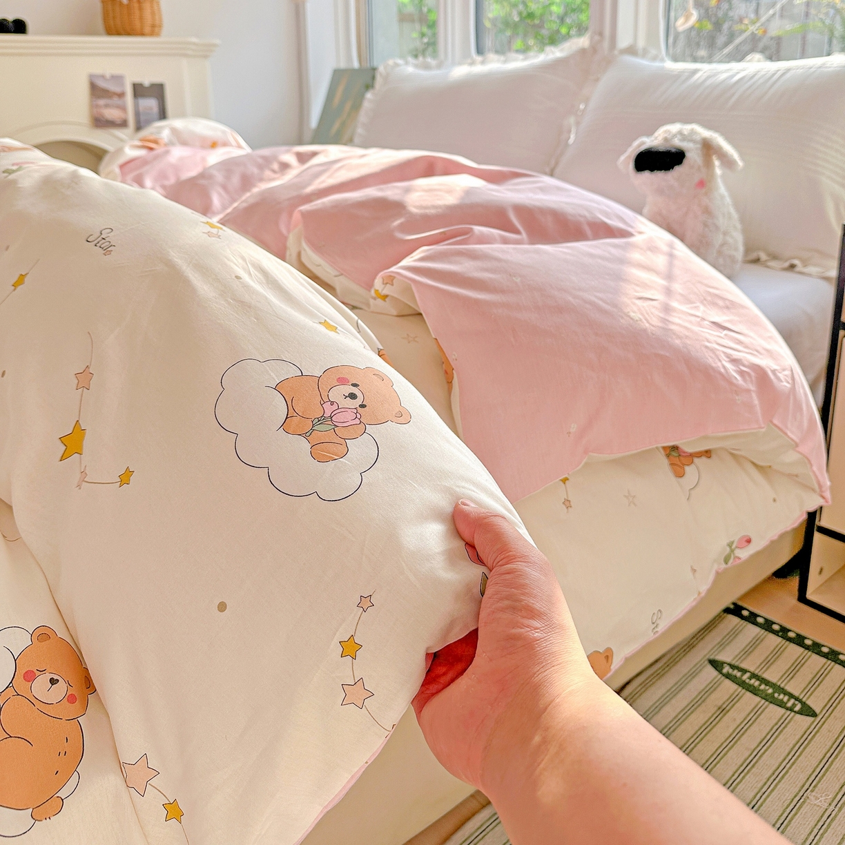 91家纺网 家纺一手货源 找家纺 恩泽家纺 2026春夏新款全棉12868印花四件套单品系列-单被套-提供买家秀，预留缩水率 星梦童话