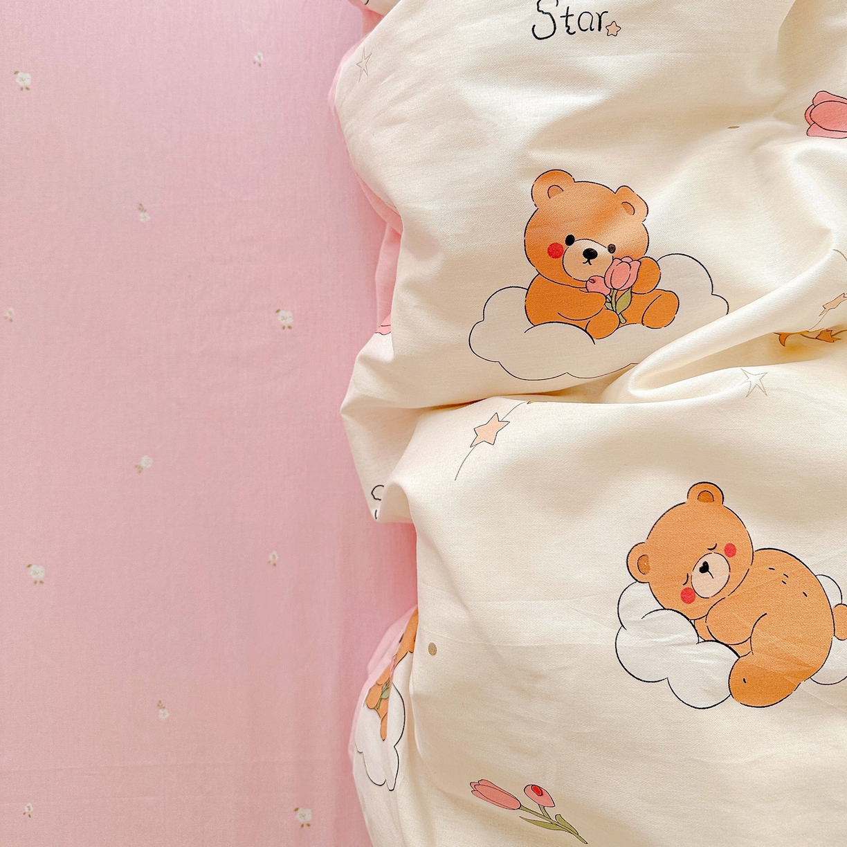 91家纺网 家纺一手货源 找家纺 恩泽家纺 2026春夏新款全棉12868印花四件套单品系列-单被套-提供买家秀，预留缩水率 星梦童话