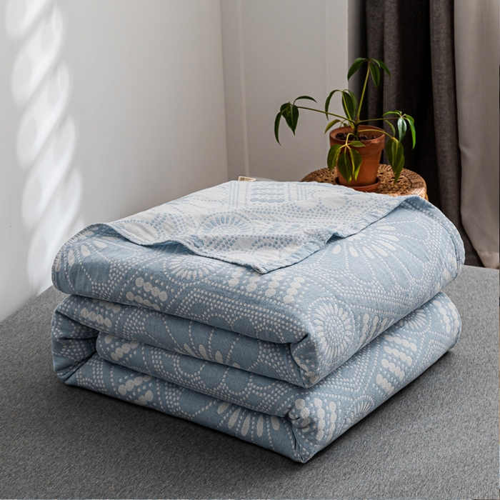 91家纺网 家纺一手货源 找家纺 朴尔家纺-毛巾被 2026春夏新款主推三层水洗棉纱布毛巾被夏被夏凉被空调被 星辰大海-冰蓝