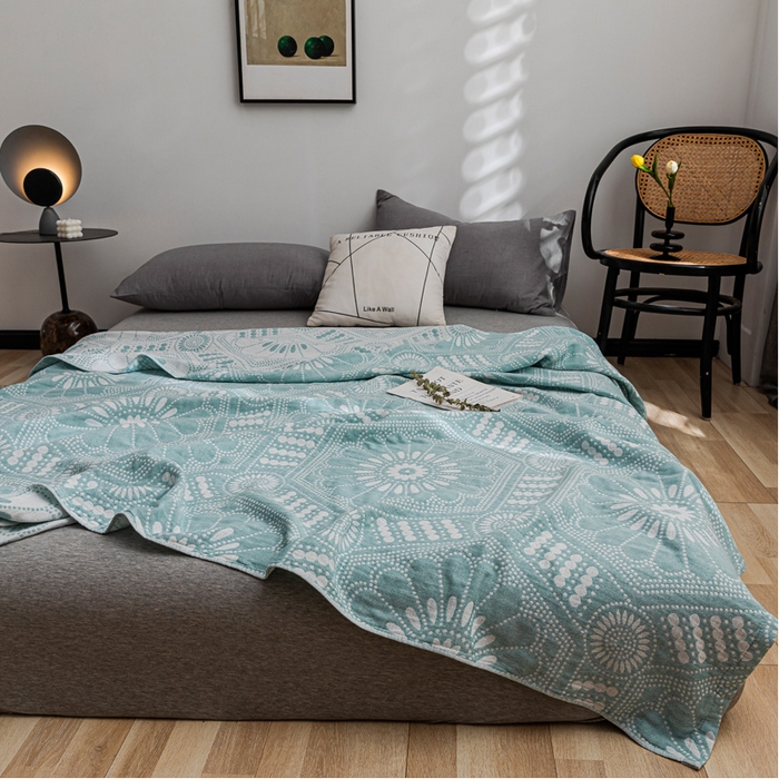 91家纺网 家纺一手货源 找家纺 朴尔家纺-毛巾被 2026春夏新款主推三层水洗棉纱布毛巾被夏被夏凉被空调被 星辰大海-绿