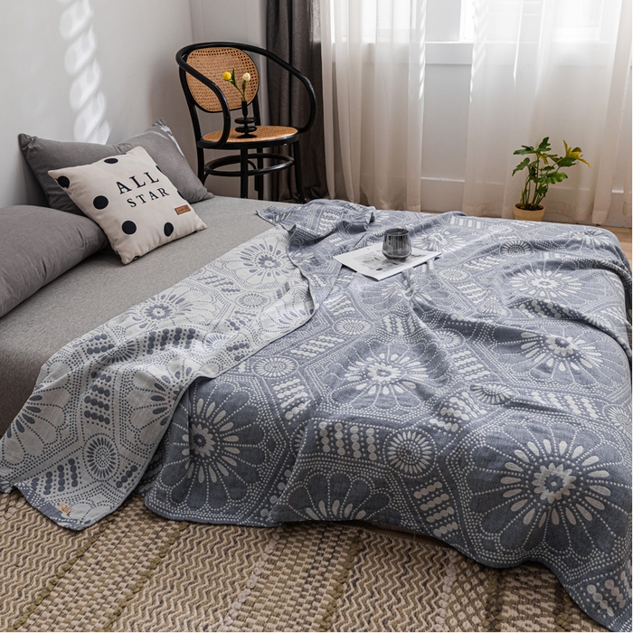 91家纺网 家纺一手货源 找家纺 朴尔家纺-毛巾被 2026春夏新款主推三层水洗棉纱布毛巾被夏被夏凉被空调被 星辰大海-深蓝